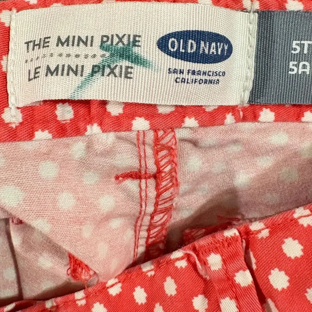 Old Navy The Mini Pixie Girls Size 5T Straight Leg Orange With White Polka-Dots